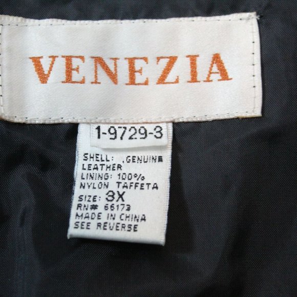 Vintage Venezia Lane Bryant Long Leather Embroidered Coat Black Plus 3X H12284 - Picture 5 of 8